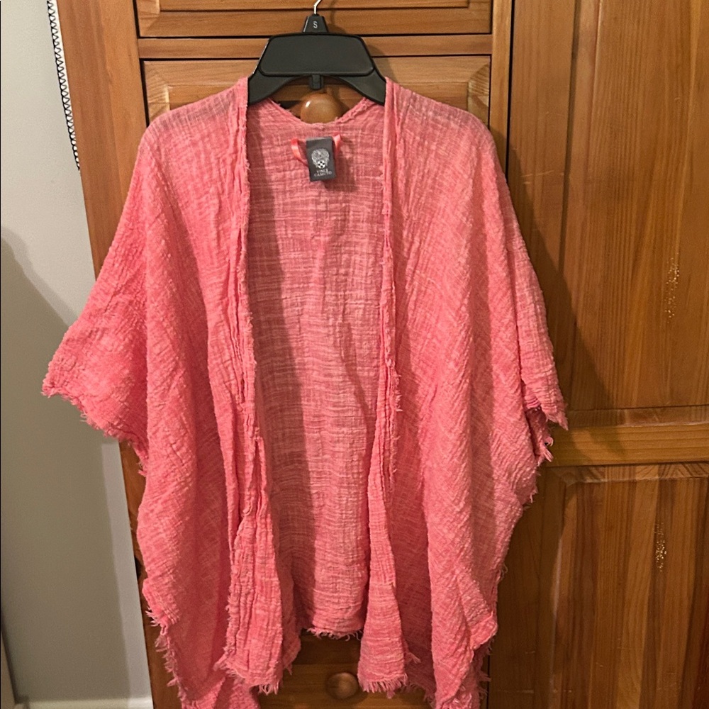 Vince Camuto Pink Textured Open-Front Kimono
